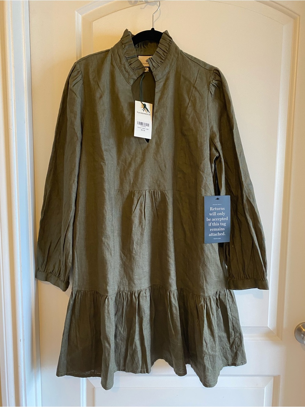 NWT Tuckernuck Palmerston Olive Green linen shirt Dress - Picture 2 of 4